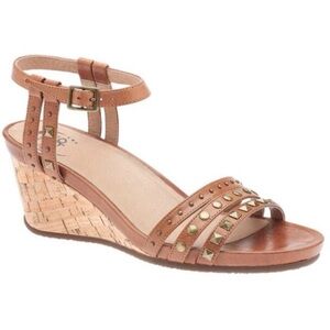 Abeo Lena - Brown  Leather Studded Wedge Sandal Sz 8 Strappy